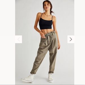 Free People Margate Pleated Trouser Sugar Kelp